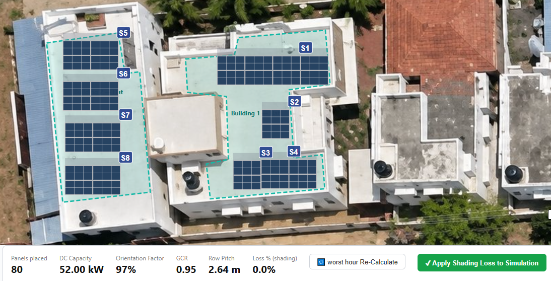 Efficient Solar Layouts in IST PVSolar Simulator